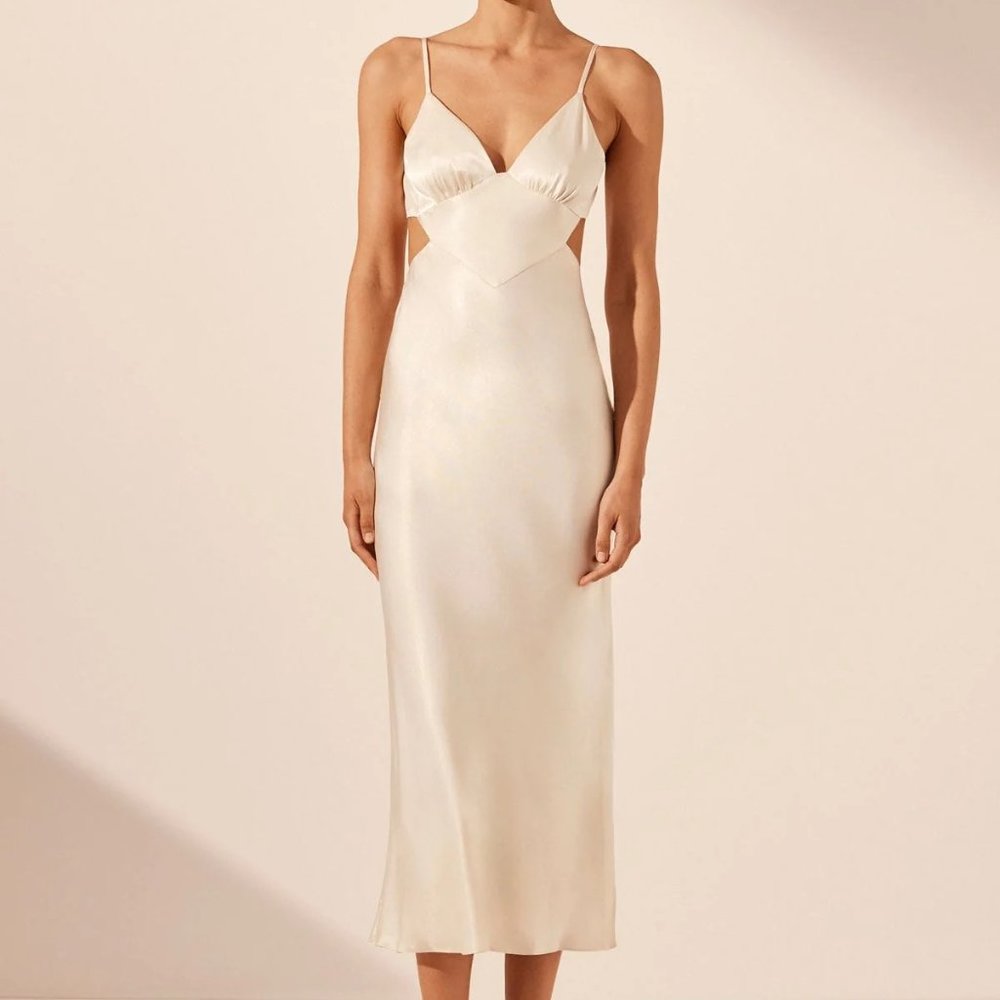 NEW Shona Joy La Lune Backless Midi Dress in Cream